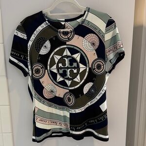 Tory Burch Black and White Compass Print Tee